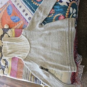 Anthropologie Light Gray Cowl Neck Sweater